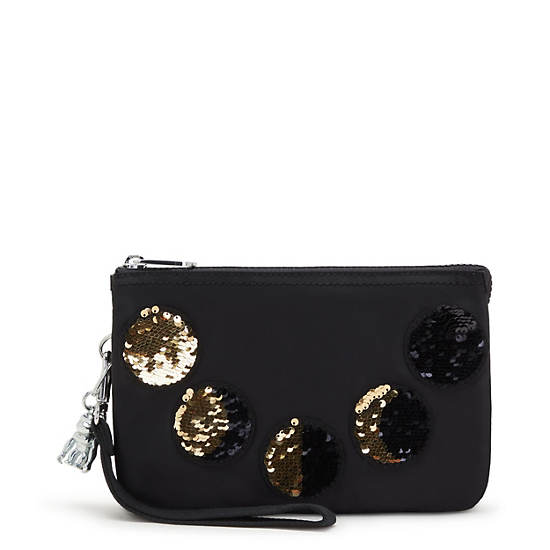 Sacs Kipling Creativity Extra Large Metallic Wristlet Noir Doré | FR 1150KO